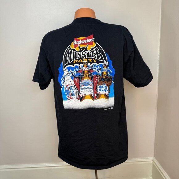 Vintage 1990s Budweiser Monster Party T-Shirt, Bud Light Beer Halloween Promo, L - Picture 1 of 7